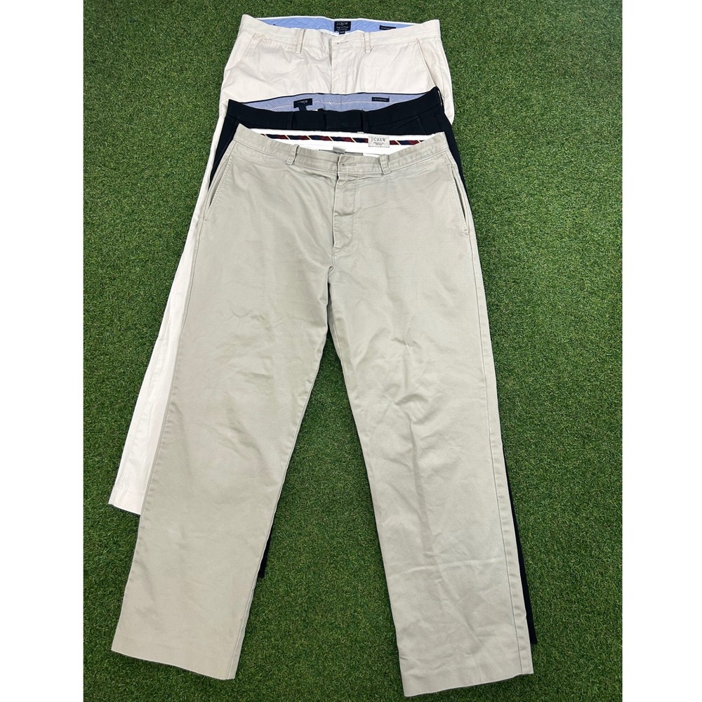 Lot of 3 J.Crew Mens Essential Chino Slim Bedford Pants Khaki Navy White 36x29